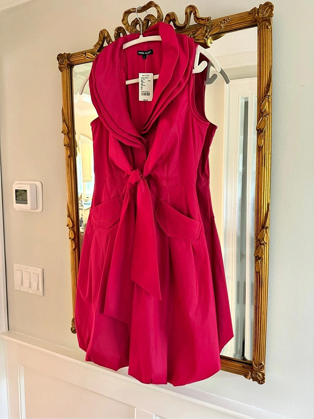 Samuel Dong Solid Bubble Dress Pink XS NWT